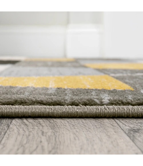 Kehoe Retro Diamonds Geometric Yellow/Gray/Cream 2 ft. x 8 ft. Runner Rug