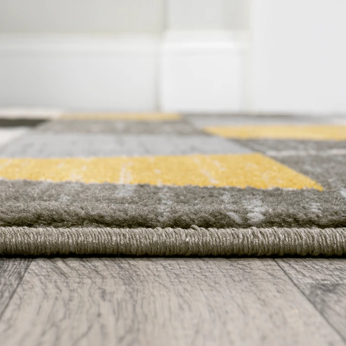 Kehoe Retro Diamonds Geometric Yellow/Gray/Cream 2 ft. x 8 ft. Runner Rug