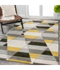 Kehoe Retro Diamonds Geometric Yellow/Gray/Cream 3 ft. x 5 ft. Area Rug