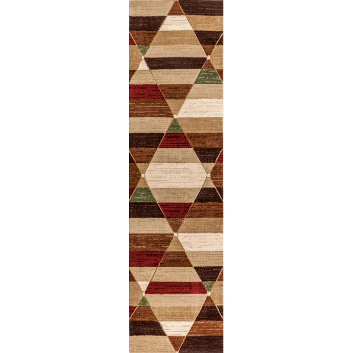 Kehoe Retro Diamonds Geometric Red/Brown/Cream 2 ft. x 8 ft. Runner Rug
