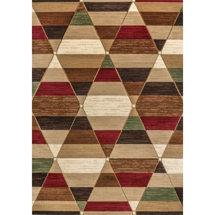 Kehoe Retro Diamonds Geometric Red/Brown/Cream 3 ft. x 5 ft. Area Rug