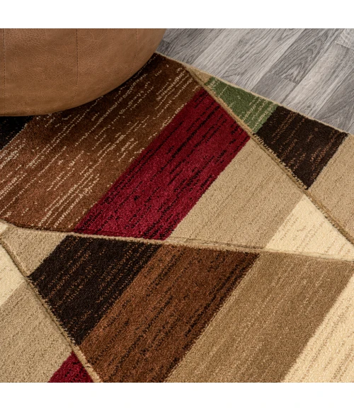 Kehoe Retro Diamonds Geometric Red/Brown/Cream 3 ft. x 5 ft. Area Rug