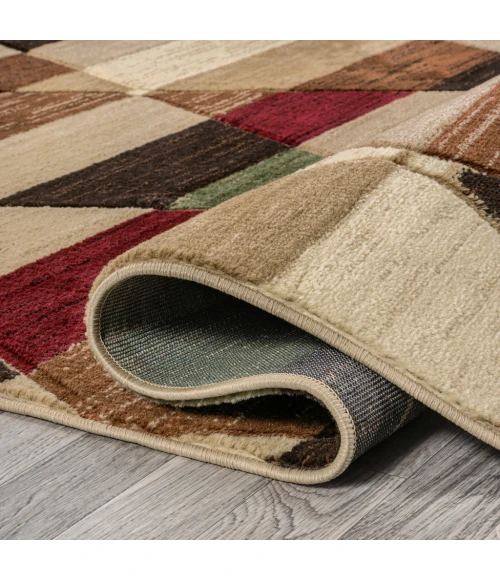 Kehoe Retro Diamonds Geometric Red/Brown/Cream 2 ft. x 8 ft. Runner Rug