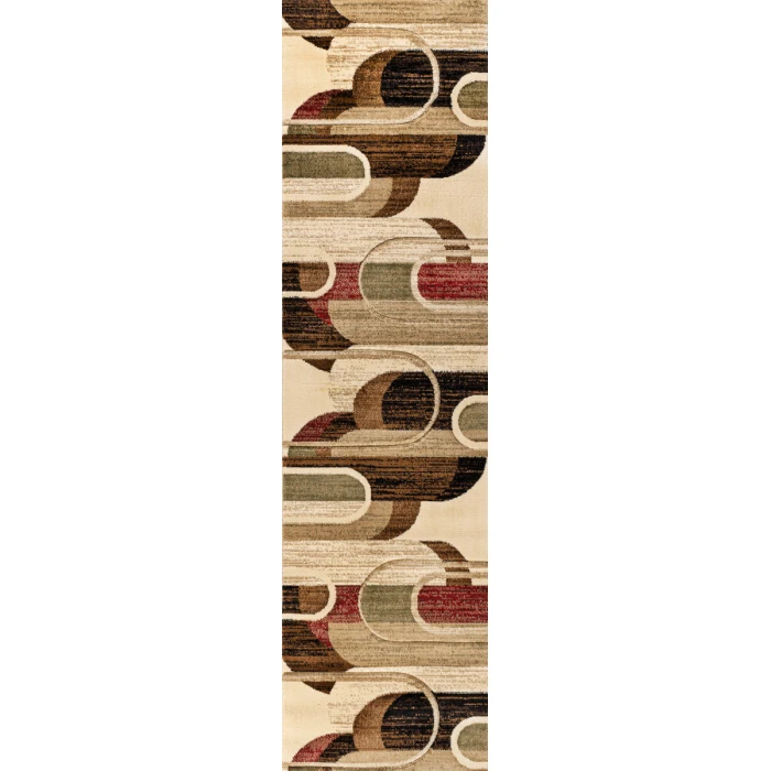 Tamara Retro Abstract Arches Cream/Brown/Red 2 ft. x 8 ft. Runner Rug