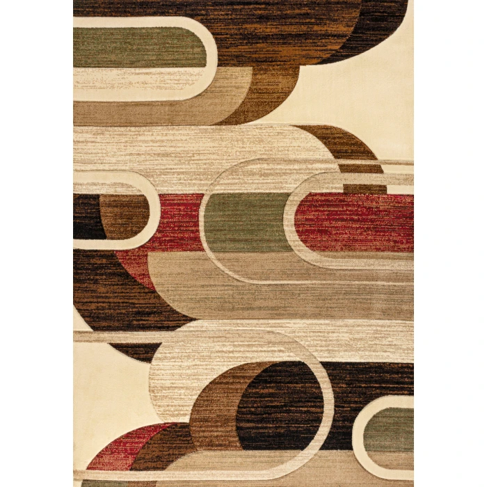 Tamara Retro Abstract Arches Cream/Brown/Red 5 ft. x 8 ft. Area Rug