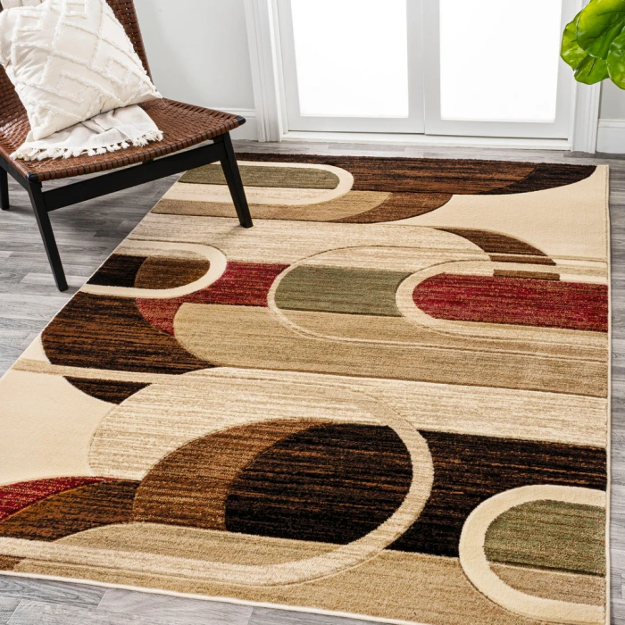 Tamara Retro Abstract Arches Cream/Brown/Red 5 ft. x 8 ft. Area Rug