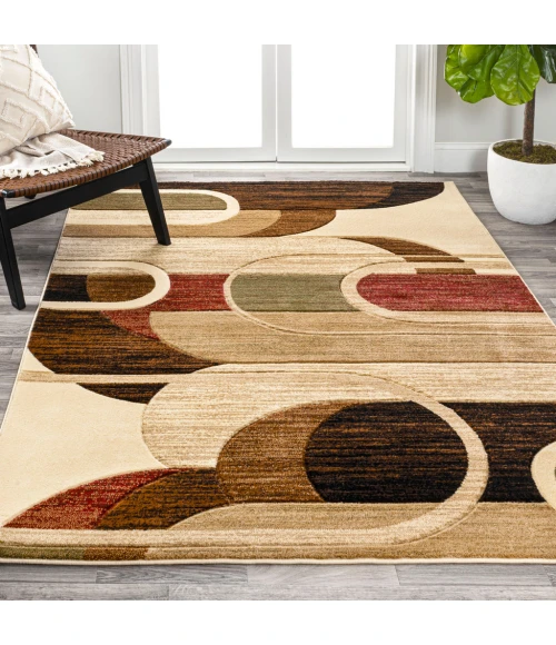 Tamara Retro Abstract Arches Cream/Brown/Red 4 ft. x 6 ft. Area Rug