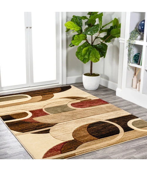 Tamara Retro Abstract Arches Cream/Brown/Red 4 ft. x 6 ft. Area Rug
