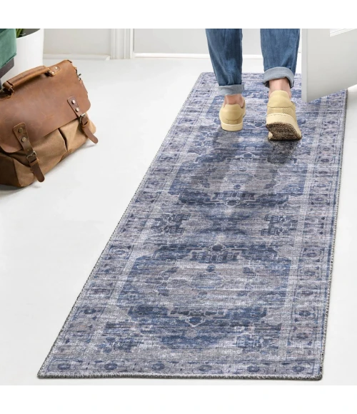 Jonathan Y WASHABLE Blue WSH100A 2ft. X 10ft. Rect. Rug
