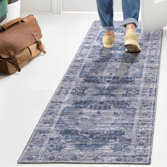 Jonathan Y WASHABLE Blue WSH100A 2ft. X 10ft. Rect. Rug