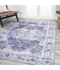 Alanya Ornate Medallion Washable Navy/Cream 3 ft. x 5 ft. Area Rug