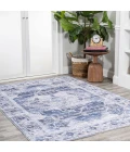 Alanya Ornate Medallion Washable Navy/Cream 3 ft. x 5 ft. Area Rug