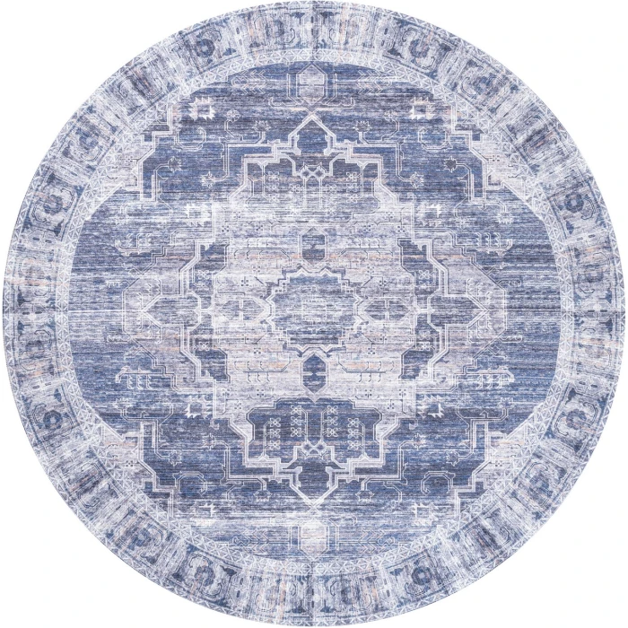 Jonathan Y WASHABLE Blue WSH100A 6ft. Round Rug