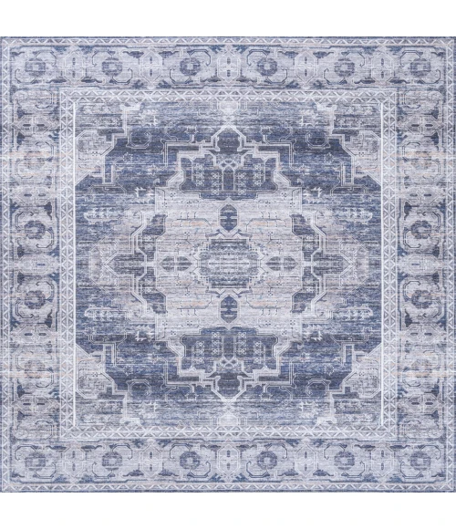 Jonathan Y WASHABLE Blue WSH100A 5ft.3in. Square Rug