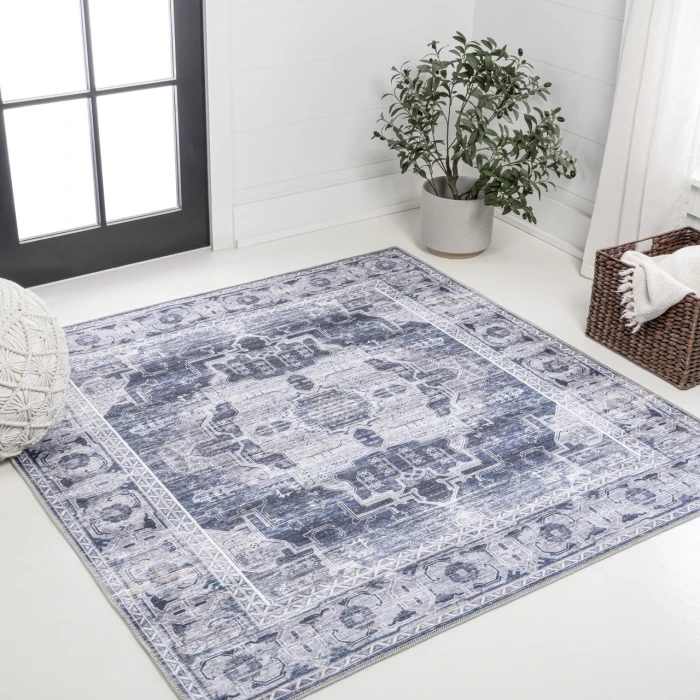 Jonathan Y WASHABLE Orange WSH101A 7ft.-10in. Square Rug