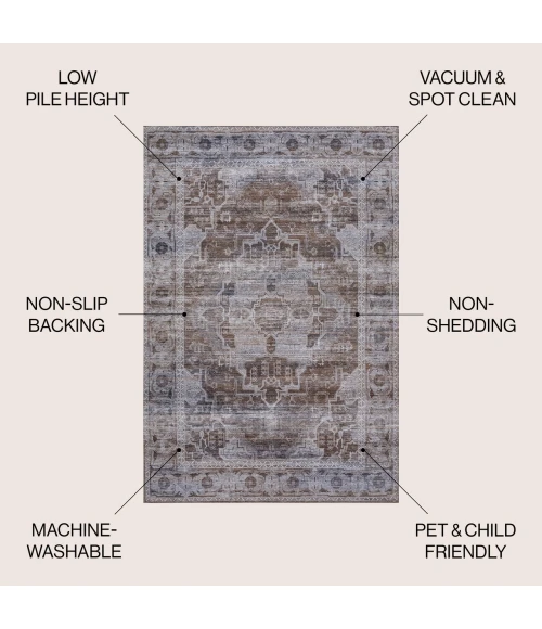 Jonathan Y WASHABLE Brown WSH100C 5ft.3in. X 7ft.7in. Rect. Rug