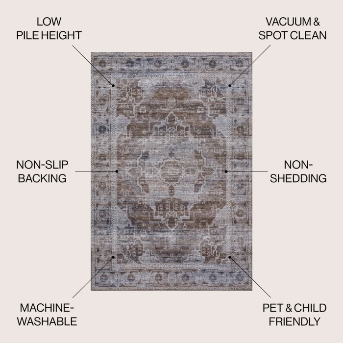 Jonathan Y WASHABLE Brown WSH100C 2ft.-11in. X 5ft. Rect. Rug