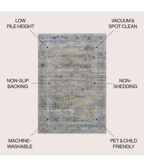 Jonathan Y WASHABLE Gray WSH100D 5ft.3in. X 7ft.7in. Rect. Rug