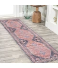 Dalyan Geometric Medallions Washable Terra/Navy 2 ft. x 8 ft. Runner Rug