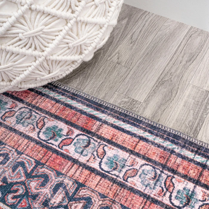 Dalyan Geometric Medallions Washable Terra/Navy 2 ft. x 8 ft. Runner Rug