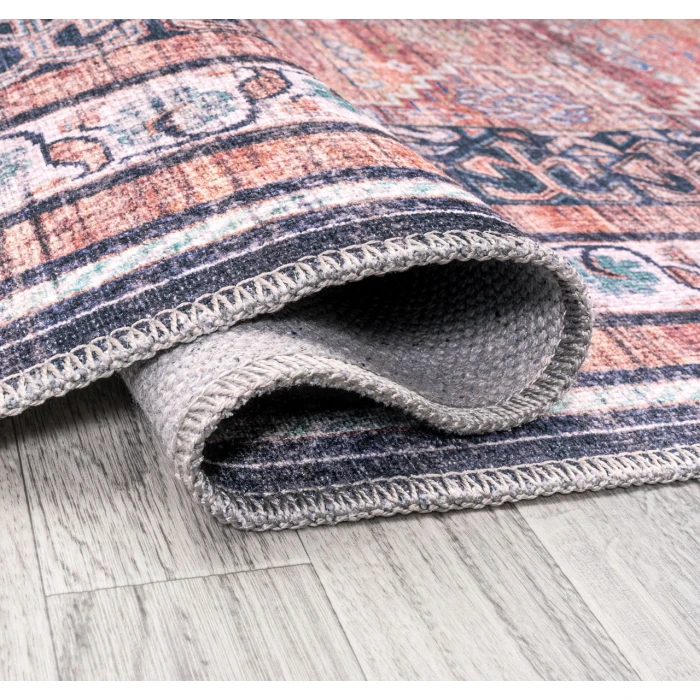 Jonathan Y WASHABLE Orange WSH101A 6ft. Round Rug
