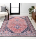 Dalyan Geometric Medallions Washable Terra/Navy 3 ft. x 5 ft. Area Rug
