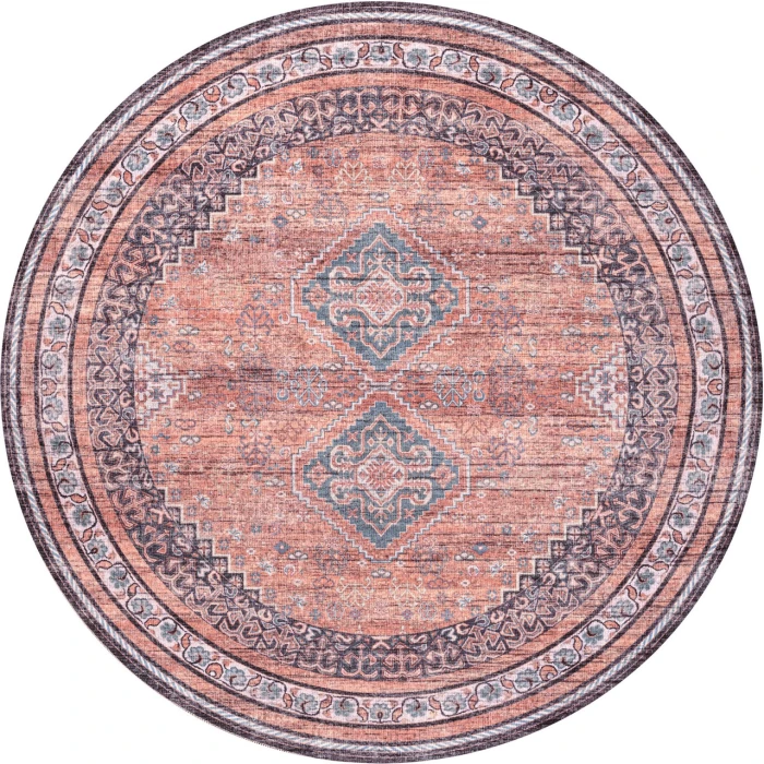 Jonathan Y WASHABLE Orange WSH101A 6ft. Round Rug
