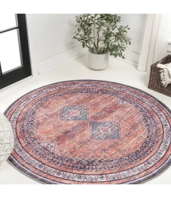 Jonathan Y WASHABLE Orange WSH101A 7ft.-10in. Round Rug