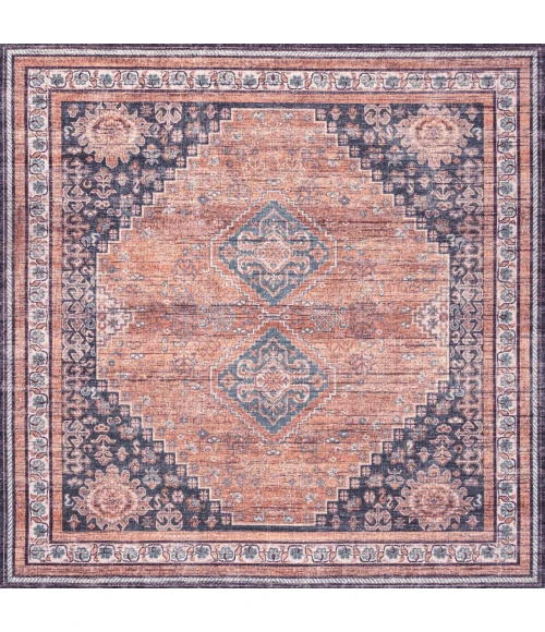 Jonathan Y WASHABLE Orange WSH101A 6ft. Square Rug
