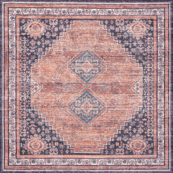 Jonathan Y WASHABLE Orange WSH101A 6ft. Square Rug