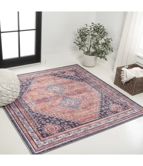 Jonathan Y WASHABLE Orange WSH101A 6ft. Square Rug