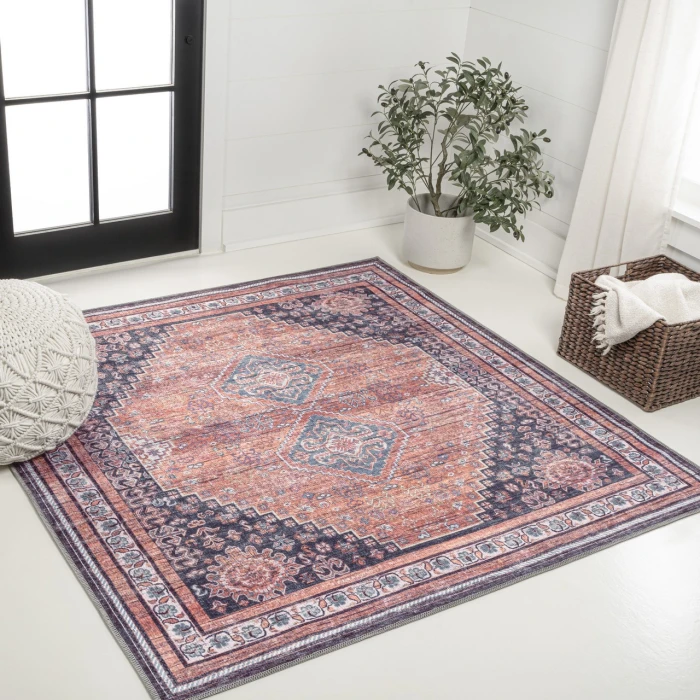 Jonathan Y WASHABLE Orange WSH101A 6ft. Square Rug