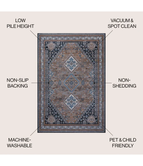 Jonathan Y WASHABLE Brown WSH101B 5ft.3in. X 7ft.7in. Rect. Rug