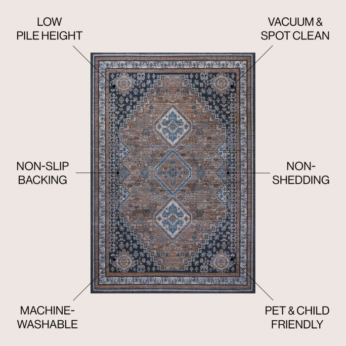 Jonathan Y WASHABLE Brown WSH101B 2ft.-11in. X 5ft. Rect. Rug