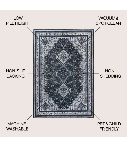 Jonathan Y WASHABLE Blue WSH101D 5ft.3in. X 7ft.7in. Rect. Rug