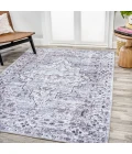Didim Boho Gray Medallion Washable Gray/Purple 3 ft. x 5 ft. Area Rug
