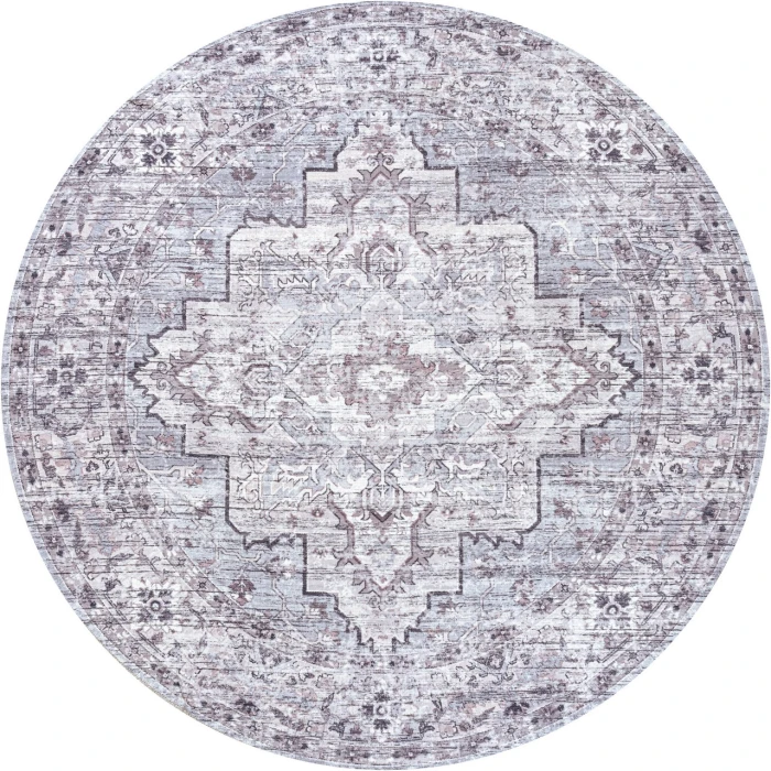 Jonathan Y WASHABLE Gray WSH102A 5ft.3in. Round Rug