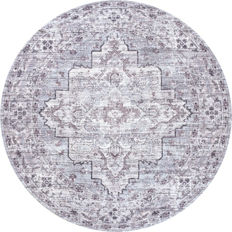 Jonathan Y WASHABLE Gray WSH102A 7ft.-10in. Round Rug