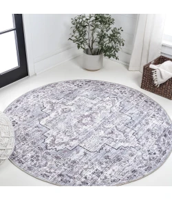 Jonathan Y WASHABLE Gray WSH102A 5ft.3in. Round Rug