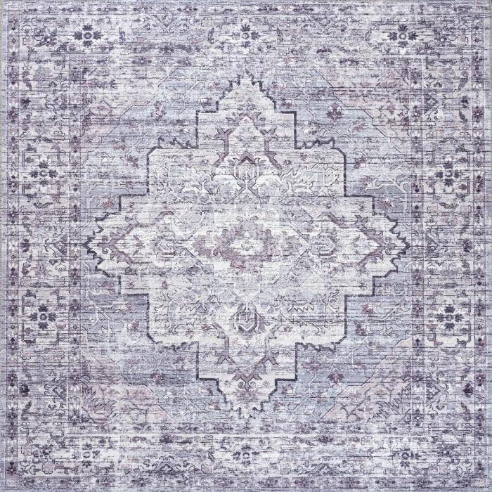 Jonathan Y WASHABLE Gray WSH102A 5ft.3in. Square Rug