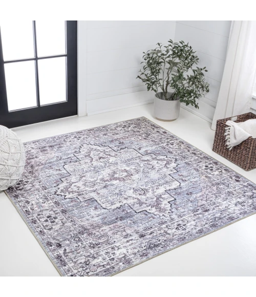 Jonathan Y WASHABLE Gray WSH102A 6ft. Square Rug