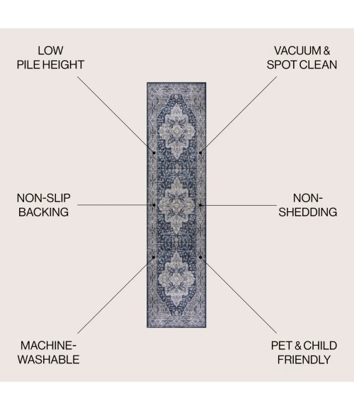 Jonathan Y WASHABLE Gray WSH102B 2ft. X 8ft. Rect. Rug