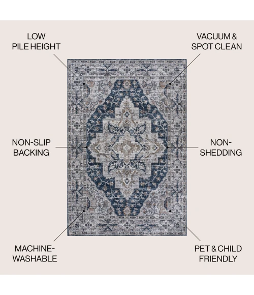 Jonathan Y WASHABLE Gray WSH102B 3ft.-11in. X 6ft. Rect. Rug