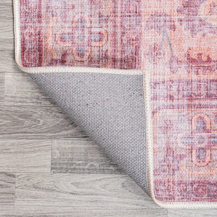 Alacati Ogee Medallion Washable Red/Orange/Cream 4 ft. x 6 ft. Area Rug