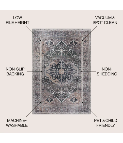 Jonathan Y WASHABLE Green WSH103B 3ft.-11in. X 6ft. Rect. Rug