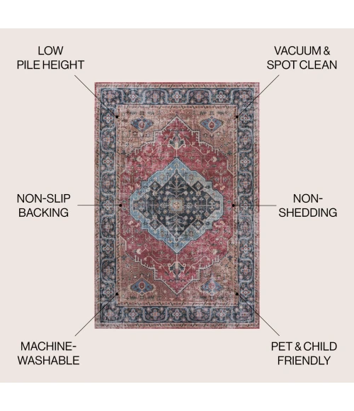 Jonathan Y WASHABLE Red WSH103D 3ft.-11in. X 6ft. Rect. Rug