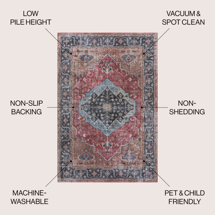 Jonathan Y WASHABLE Red WSH103D 2ft.-11in. X 5ft. Rect. Rug