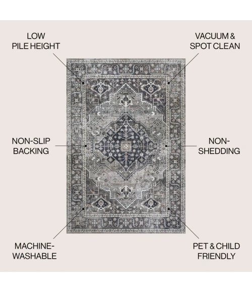 Jonathan Y WASHABLE Gray WSH103E 3ft.-11in. X 6ft. Rect. Rug