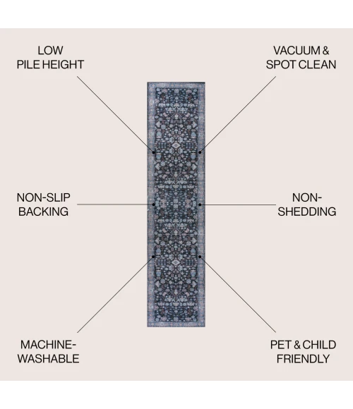 Jonathan Y WASHABLE Black WSH104D 2ft. X 8ft. Rect. Rug