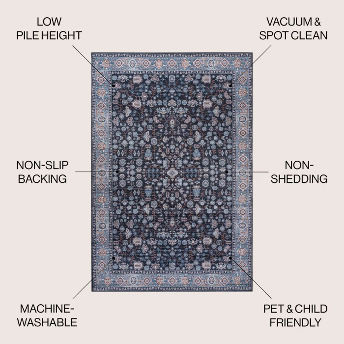 Jonathan Y WASHABLE Black WSH104D 5ft.3in. X 7ft.7in. Rect. Rug